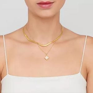 Adornia 14K Gold Plated Mother-of-Pearl Quatrefoil Pendant Necklace 18 inch